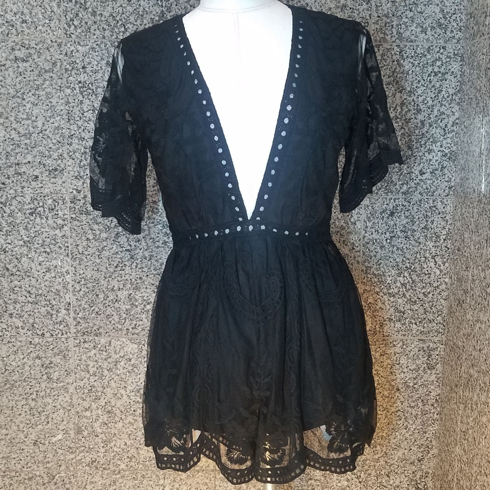 Black lace shorts jumper